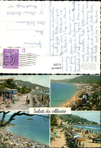 712395 Mehrbild AK Saluti da Alassio Stand Promenade Luftbild Küste Italy