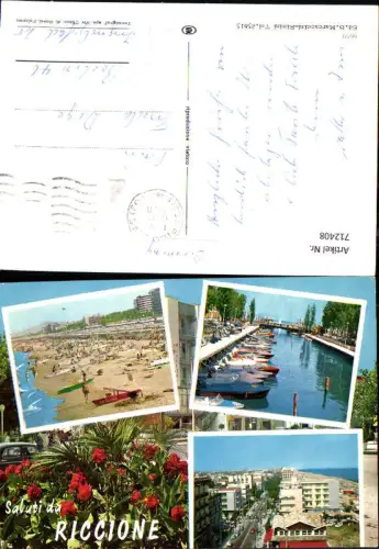 712408 Mehrbild AK Saluti da Riccione Strand Küste Hafen Italy