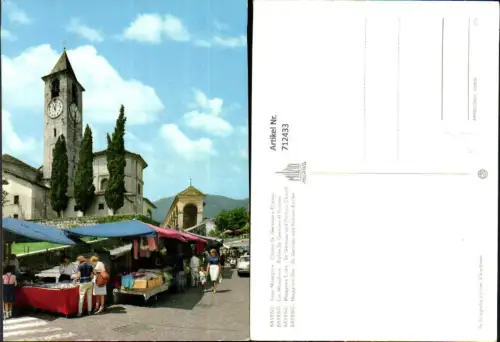 712433 Baveno Lago Maggiore Chiesa Ss. Gervaso e Protaso Kirche Markt Verkaufsstand Italy