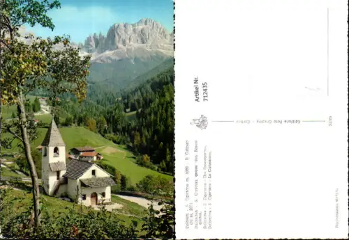 712435 Foto AK Dolomiti S. Cipriano Il Catinaccio S. Cyprian geg. Rosengarten Kirche Sankt Zyprian Italy