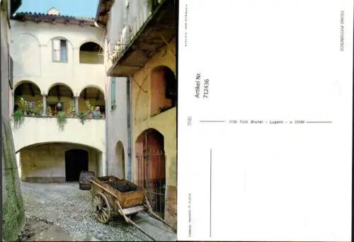 712436 Foto AK Ticino Pittoresco Typischer Hof Fass Italy