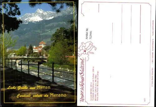 712441 Meran Postbrücke Kurhaus mit Tschigat Merano Ponte della Posta e Kursaal con Tschigat Italy