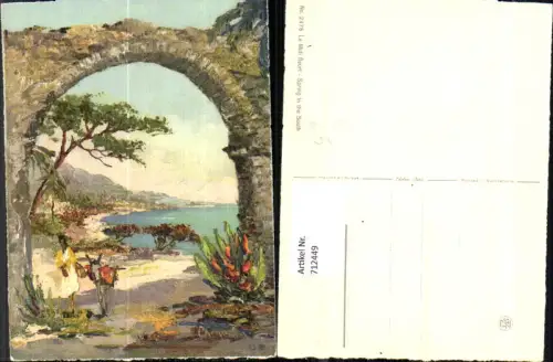 712449 Künstler AK Le Midi fleuri Spring in the South Packesel Esel Italy