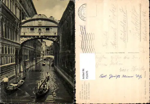 712475 Venezia Venedig Ponte dei Sospiri Seufzerbrücke Gondel Italy
