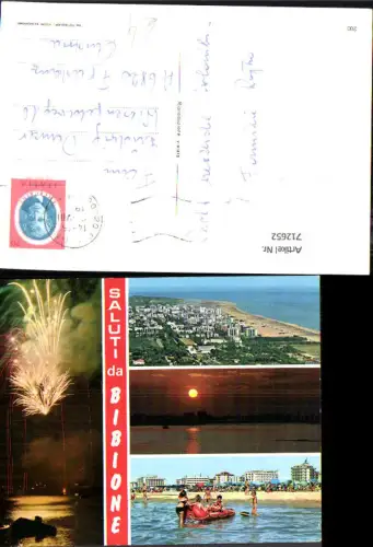 712652 Mehrbild AK Saluti da Bibione Strand Feuerwerk Strandleben Luftbild Italy