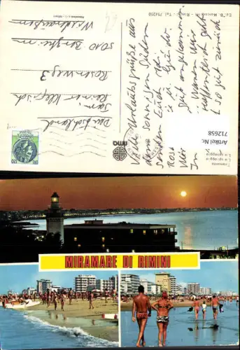 712658 Mehrbild AK Miramare di Rimini Leuchtturm Strand Strandleben Italy