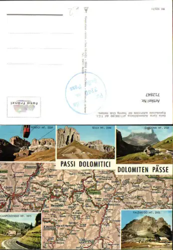 712847 Mehrbild AK Passi Dolomiti Lagekarte Pordoi Sella Gardena Cortina d Ampezzo Italy