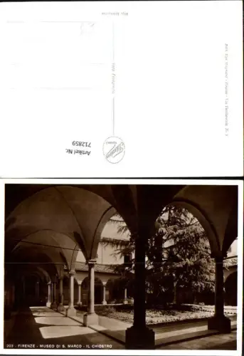 712859 Foto AK Firenze Florenz Museo di S. Marco Il Chiostro Kreuzgang Italy