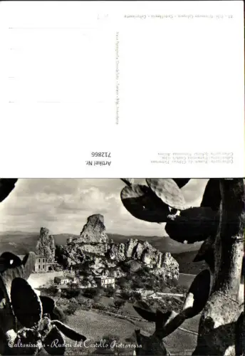 712866 Foto AK Caltanissetta Ruderi del Castello Pietrarossa Schloss Pietrarossa Ruinen Kaktus Italy