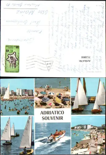 712890 Mehrbild AK Riviera Adriatica Strandleben Strand Boote Segelboote Italy