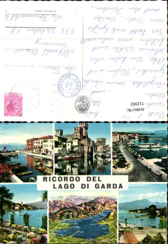 712902 Mehrbild AK Ricordo del Lago di Garda Gardasee Lagekarte Hafen Italy