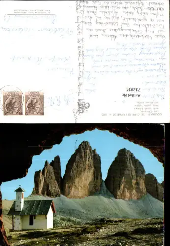 712914 Dolomiti Tre Cime di Lavaredo con Chiesetta Kleine Kirche Drei Zinnen Italy
