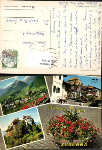 712929 Mehrbild AK Schenna b. Meran Merano Blumen Dorfpartie Italy