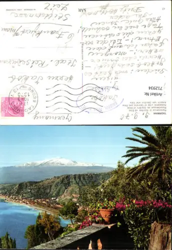 712934 Taormina Panoramica di Giradini ed Etna Ansicht v. Giardini und Vulkan Etna Italy
