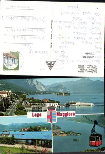 712936 Mehrbild AK Lago Maggiore Stresa Schiff Seilbahn Gondel Italy