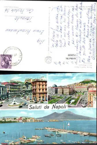 712939 Mehrbild AK Saluti da Napoli Neapel Piazza Trieste e Trento Piazza Municipio Mergellina Italy
