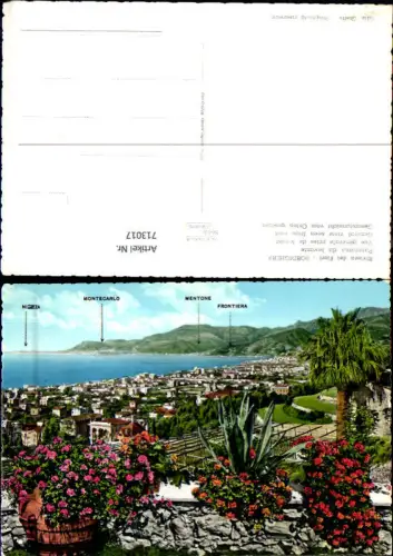 713017 Foto AK Riviera dei Fiori Bordighera Panorama da levante Gesamtansicht v. Osten Italy