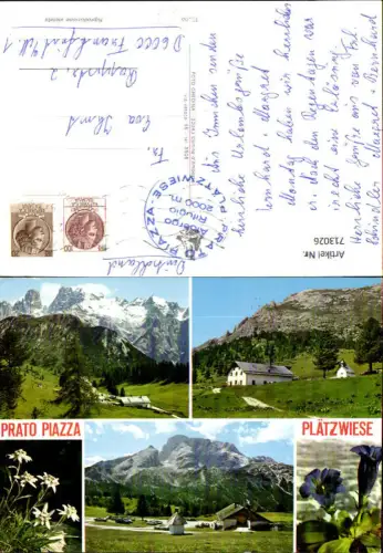 713026 Mehrbild AK Prato Piazza Plätzwiese Enzian Edelweiß Albergo Rifugio Italy