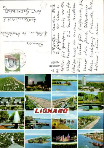 713028 Mehrbild AK Lignano Küste Luftbild Strand Brunnen Italy