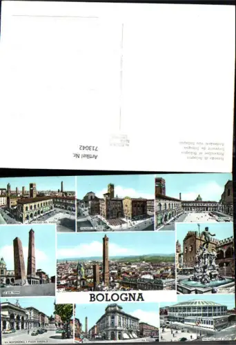 713042 Mehrbild AK Bologna Le Due Torri Piazza Maggiore Il Nettuno Via Rizzoli Italy