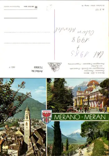 713069 Mehrbild AK Merano Meran Panorama Passeggiata con Casino Kurhaus Promenade Italy