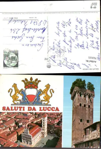 713121 Mehrbild AK Saluti da Lucca Luftbild Turm Wappen Italy