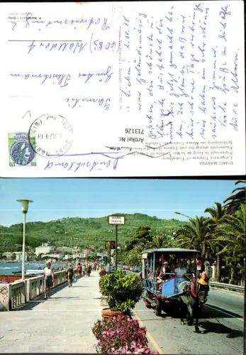713126 Diano Marina Lungomare Trieste Il Traballero Pferdewagen Küste Italy