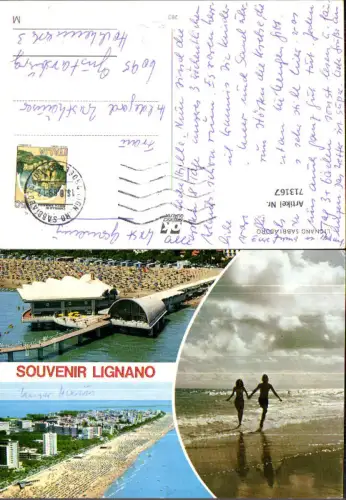 713167 Mehrbild AK Souvenir Lignano Sabbiadoro Hotel Paar in Brandung Strand Italy