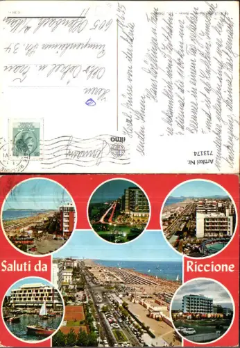 713174 Mehrbild AK Saluti da Riccione Strand Hotels Hafen Boote Italy