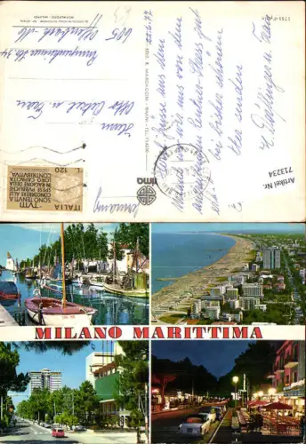 713234 Milano Marittima Luftbild Hafen Boote Strand Hotels Nachtansicht Italy