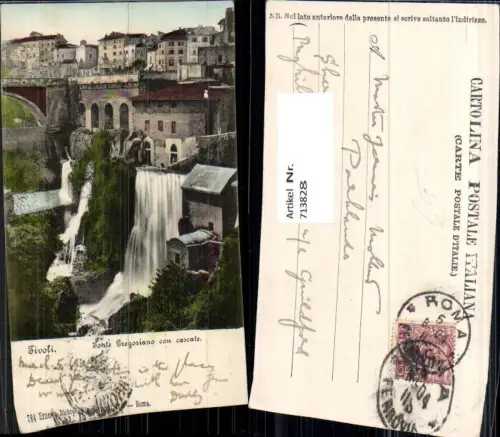 713828 Tivoli Sonte Gregoriano con cascale Stadt Wasserfall Brücke Italy