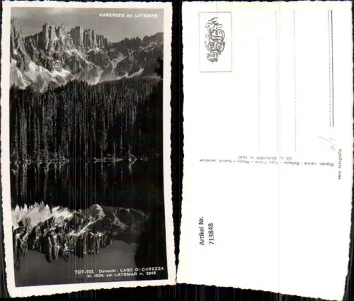713848 Foto AK Dolomiti Lago di Carezza col Latemar Dolomiten Karersee Welschnofen Italy