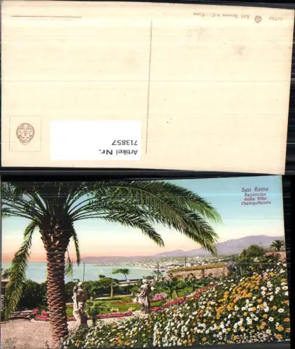 713857 San Remo Sanremo Panorama dalla Villa Champsfleuris Palme Statue Italy