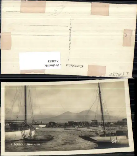713873 Foto AK Napoli Neapel Vesuvio Vulkan Blick aus Hafen Schiffe Boote Italy