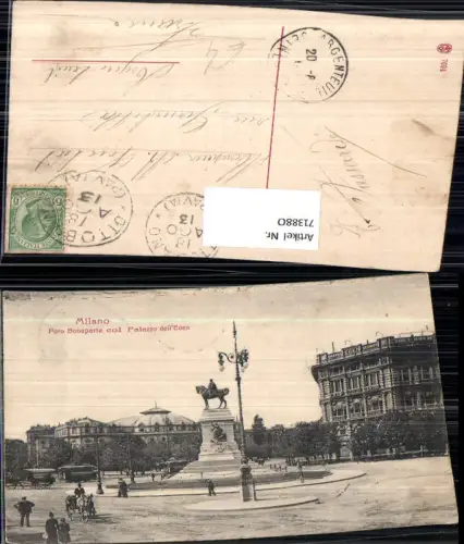 713880 Milano Mailand Foro Bonaparte col Palazzo dell Eden Kutsche Straßenbahn Italy