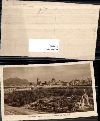 713905 Palermo Panorama e Statua di Filippo V Italy