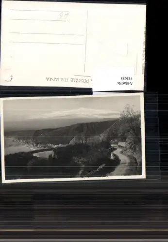 713933 Foto AK Taormina Straßenpartie Blick auf Vulkan mit Schnee Italy