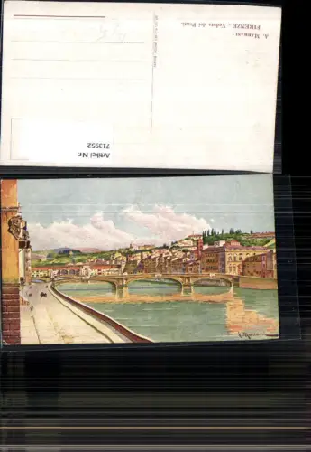 713952 Künstler AK A. Marrani Firenze Florenz Veduta dei Ponti Brücke Italy
