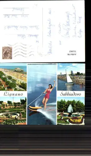 713962 Mehrbild AK Lignano Sabbiadoro Strandleben Segelboot Minigolf Italy