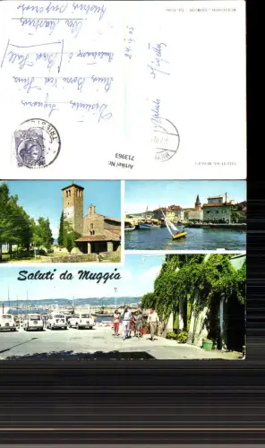 713963 Mehrbild AK Saluti da Muggia Hafen Boot Kirche Italy