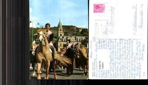 714003 Meran Merano Trachtenumzug Corteo folkloristico Tracht Pferde Reiten Brauchtum Italy