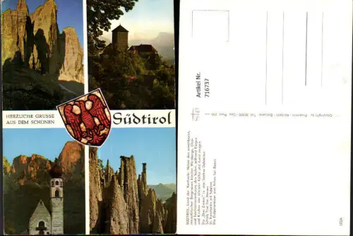 716737 Mehrbild AK Südtirol Drei Zinnen Schloss Tirol Meran Merano St Konstantin mit Schlern Italy