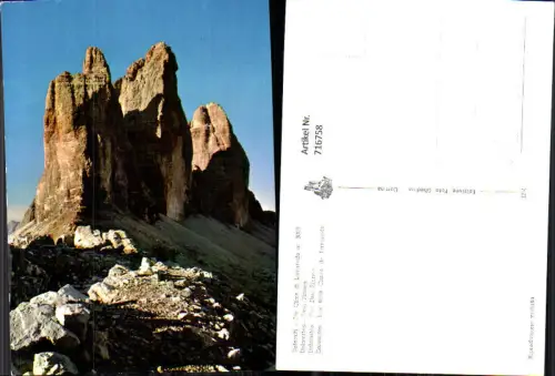 716758 Foto Ak Dolomiti Tre Cime di Lavaredo Drei Zinnen Toblach Dobbiaco Italy