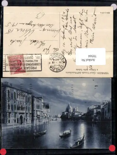 70564,Venezia Canal Grande dall´Accademia e Chiesa della Salute 1924