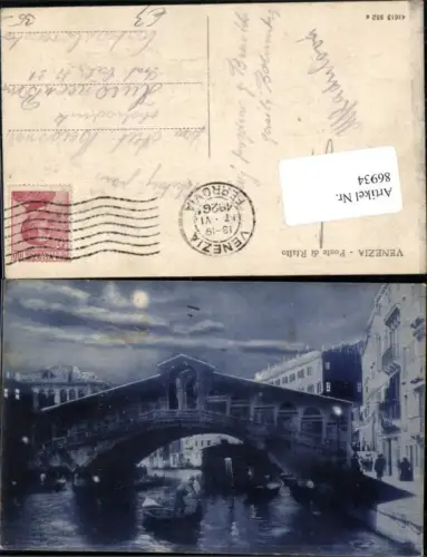 86934,Venezia Venedig bei Nacht Ponte di Rialto Brücke Boot Veneto