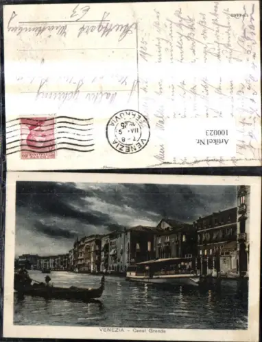 100023,Künstler Ak Veneto Venezia Venedig Canal Grande b. Nacht Gondel Schiff
