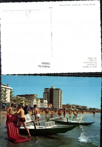100090,Veneto Lido di Jesolo La Spiaggia Badestrand Strand Ruderboote Boote