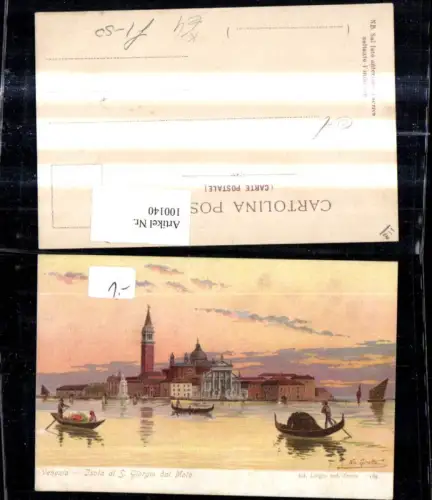 100140,Künstler Ak Girotto Veneto Venezia Venedig Isola di S. Giorgio dal Molo Gondle
