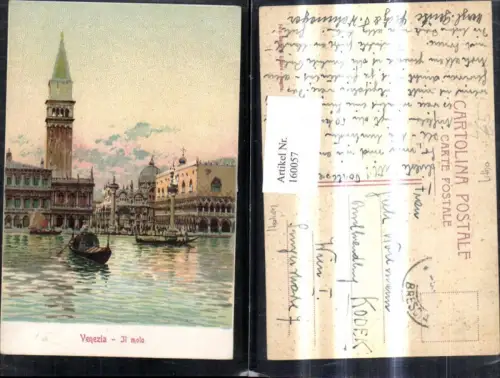 160057,Künstler Litho Veneto Venezia Venedig Il molo Gondeln