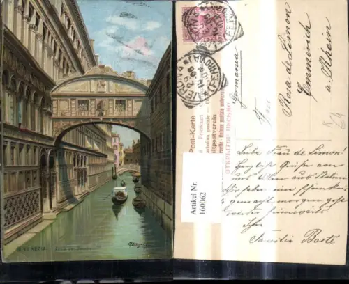 160062,Künstler Ak C. Menegazzi Veneto Venezia Venedig Ponte d Sospiri Brücke Gondel